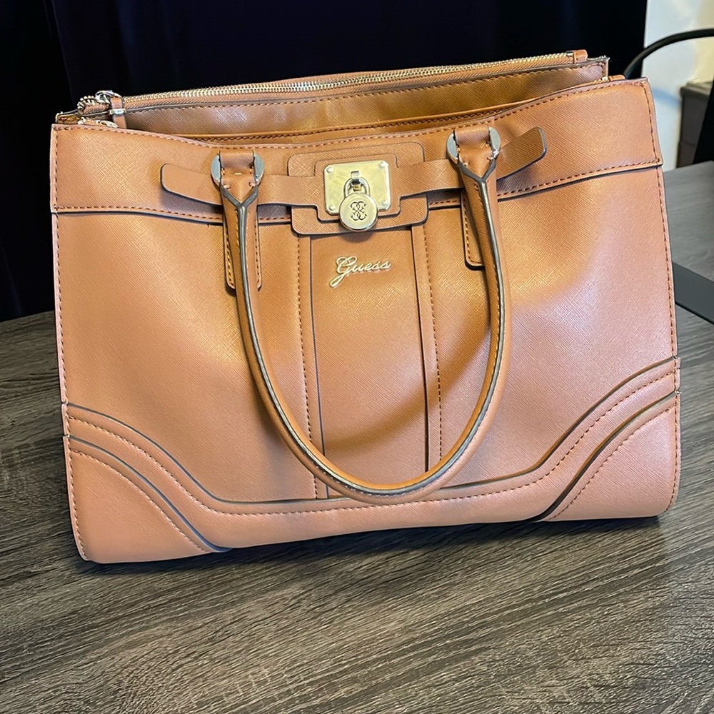 Guess Caramel Shoulder Bag with Silver Hardware